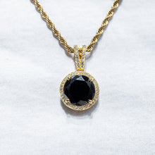 Mens Jewelry -  Gold Iced Out VVS Circle Onyx Necklace | Appx. 17 Grams