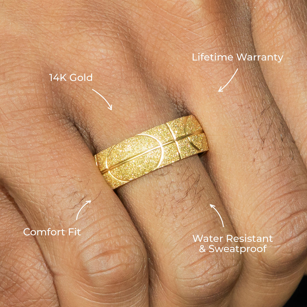 Mens Jewelry - Sand Blast Gold Wedding Ring | 9 Grams