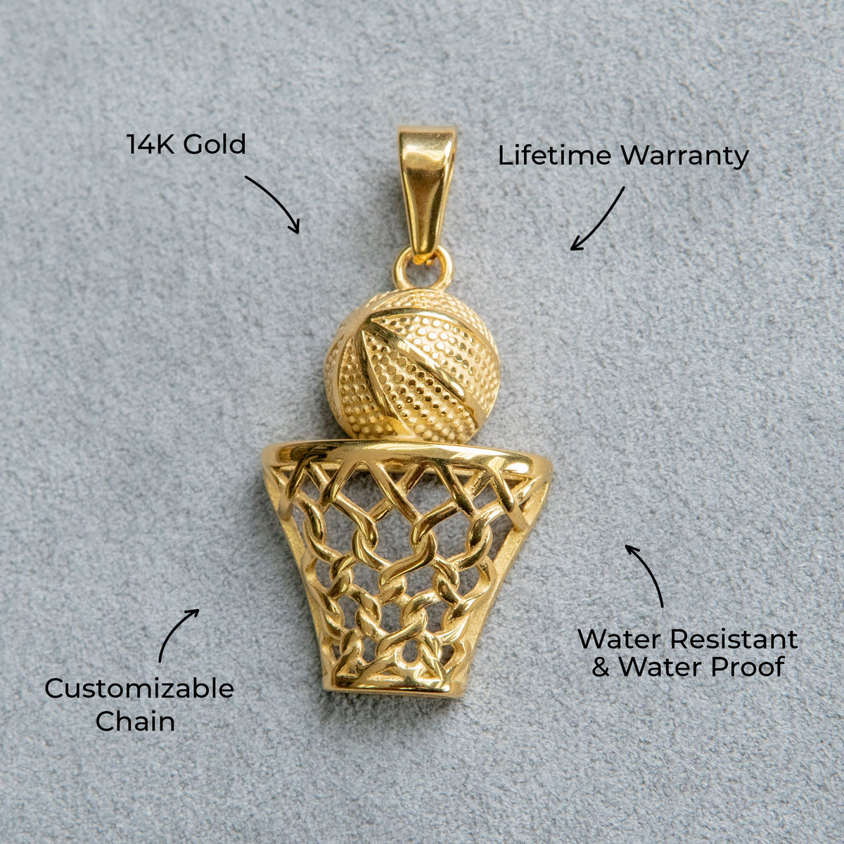 Mens Jewelry - 14K Gold Basketball Necklace | Appx. 5 Grams