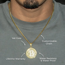 Mens Jewelry - 14K Gold Bitcoin Necklace | Appx. 17 Grams