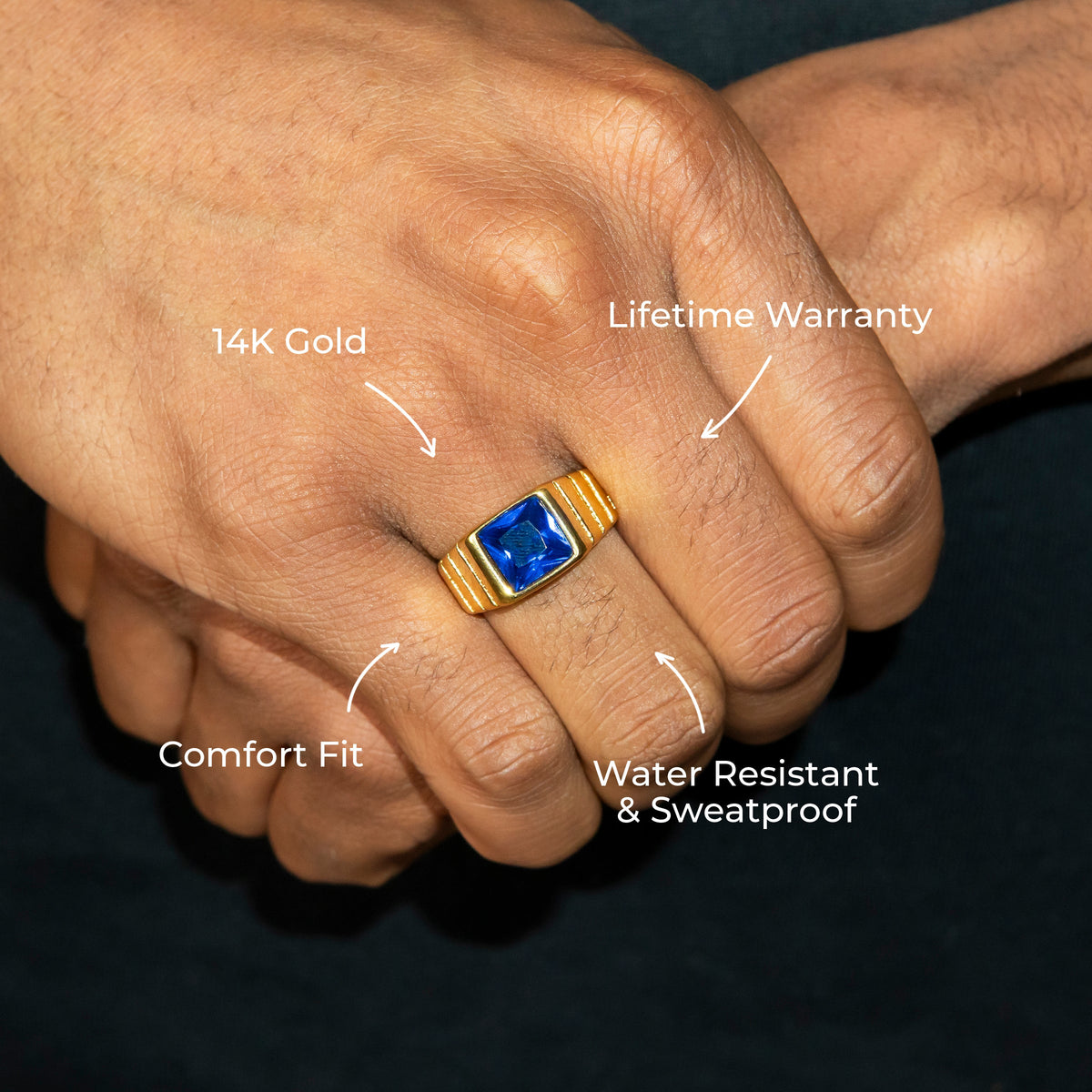 Mens Jewelry - Sapphire Gold Pinky Ring | 8 Grams