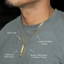 Mens Jewelry - 14K Gold Bullet Necklace | Appx. 7.6 Grams
