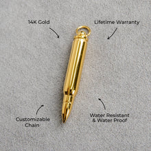 Mens Jewelry - 14K Gold Bullet Necklace | Appx. 7.6 Grams