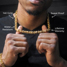 Mens Jewelry - Mens 14K Gold Byzantine Chain & Bracelet