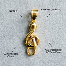 Mens Jewelry - 14K Gold Musical Note Necklace | Appx. 7.5 Grams