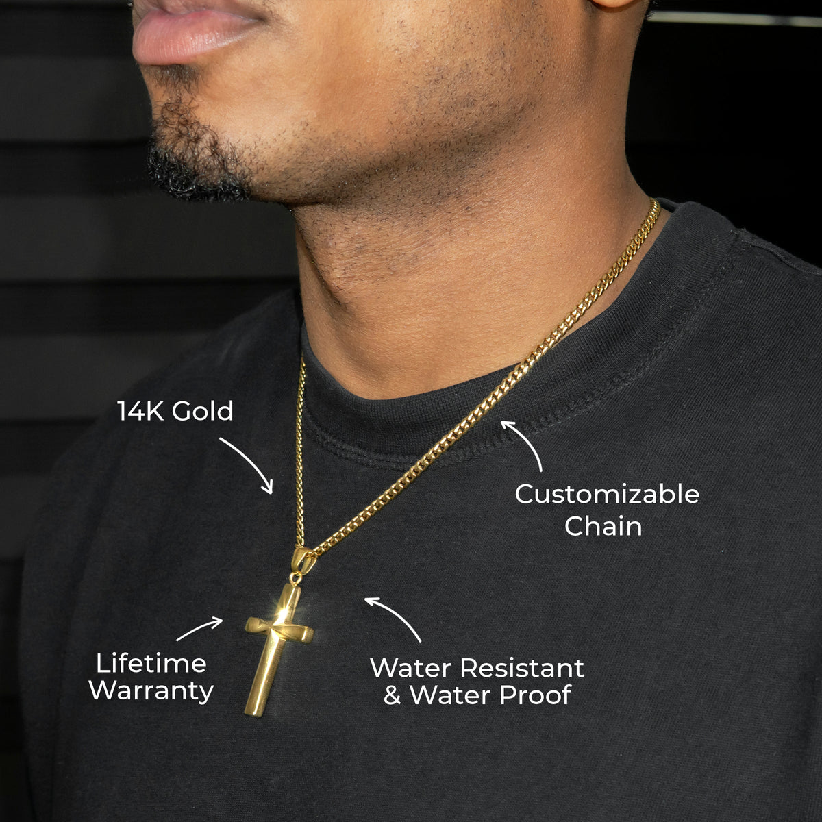 Mens Jewelry - 14K Gold Cross Necklace | Appx. 12 Grams