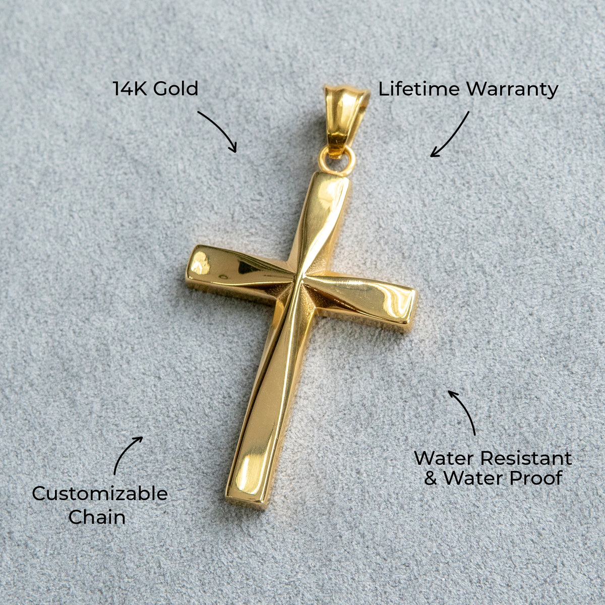 Mens Jewelry - 14K Gold Cross Necklace | Appx. 12 Grams