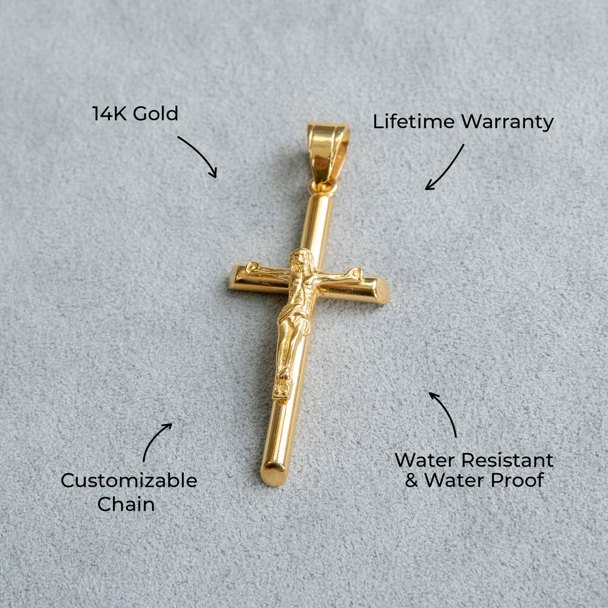 Mens Jewelry - 14K Gold Crucifix Necklace | Appx. 6 Grams