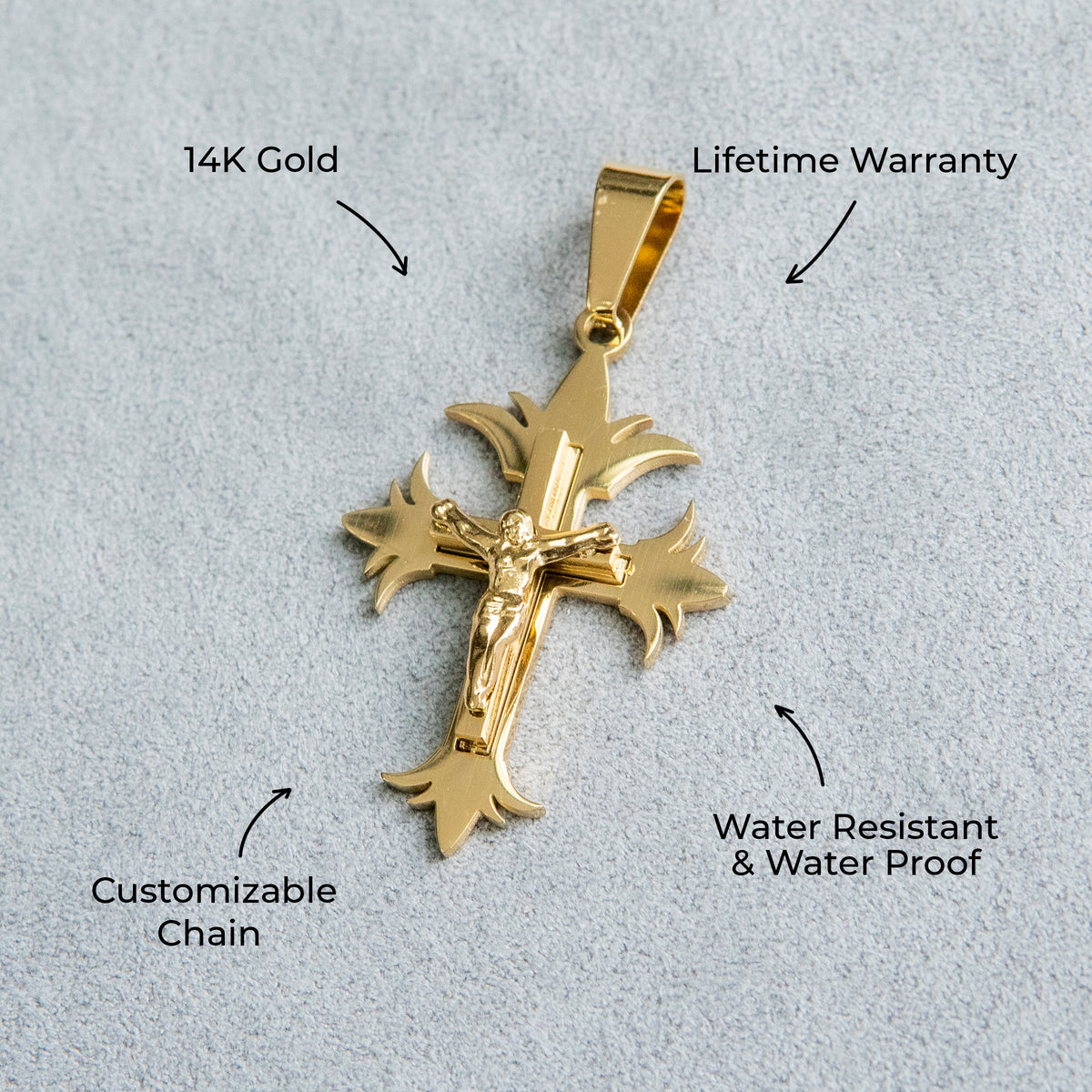 Mens Jewelry - 14K Gold Crucifix Necklace | Appx. 4 Grams