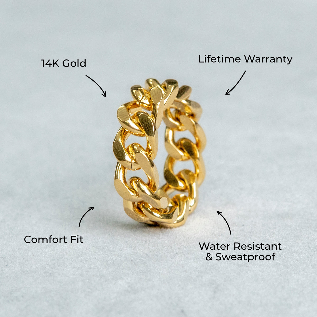 Mens Jewelry - Cuban Gold Wedding Ring | 10 Grams