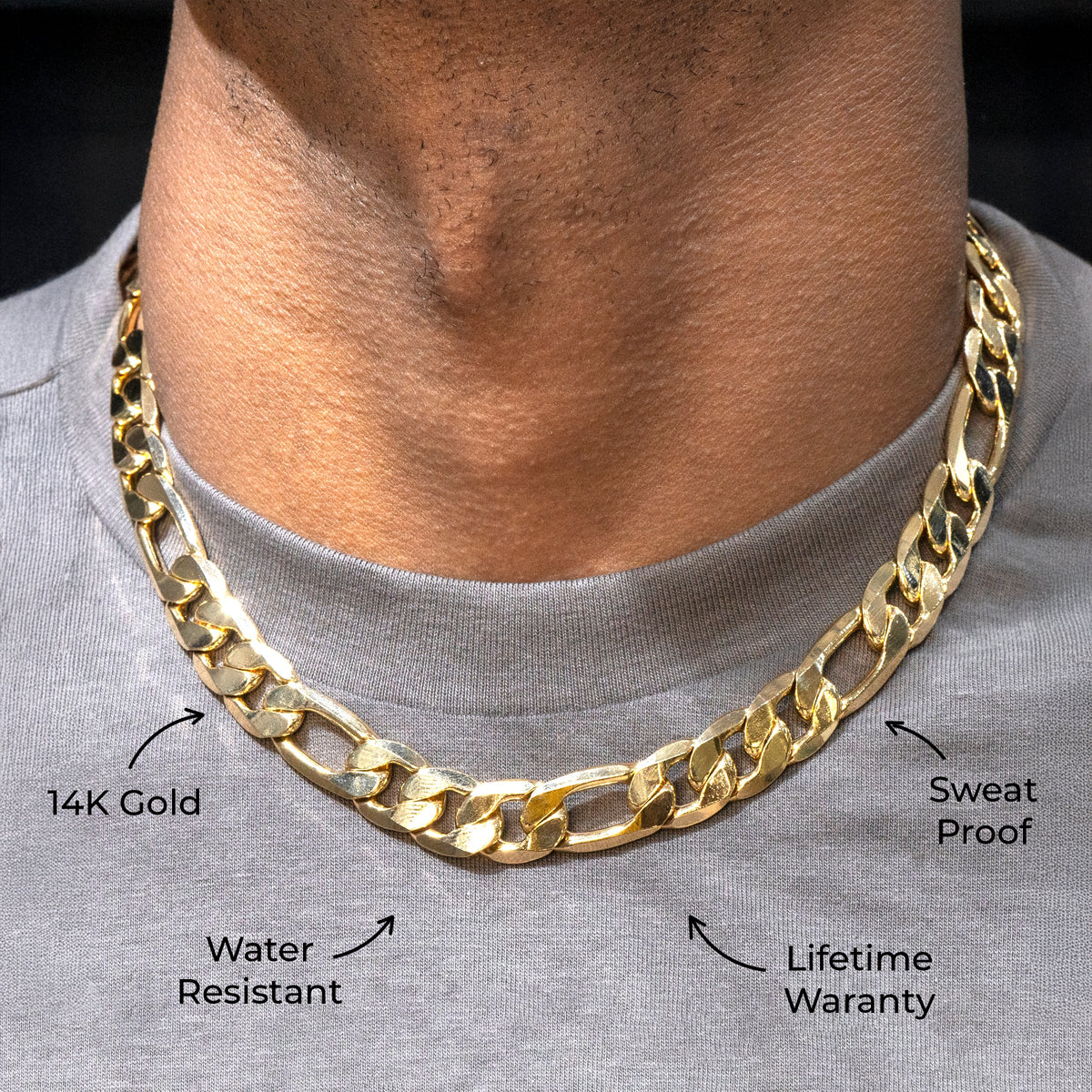Mens Jewelry - Solid Gold Figaro Chain & Bracelet