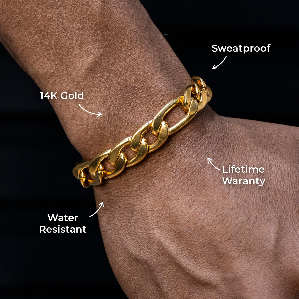 Mens Jewelry - Solid Gold Figaro Chain & Bracelet