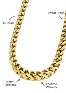 Gold Jewelry -  Mens 14K Gold Chain Solid Franco
