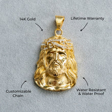Mens Jewelry - 14K Gold Jesus Head Necklace | Appx. 23 Grams