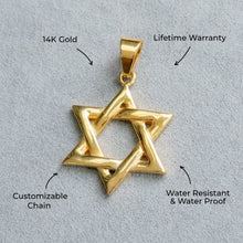Mens Jewelry - 14K Gold Star of David Necklace | Appx. 12 Grams