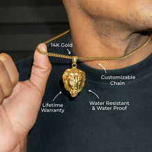 Mens Jewelry - 14K Gold Lion Head Necklace | Appx. 17 Grams