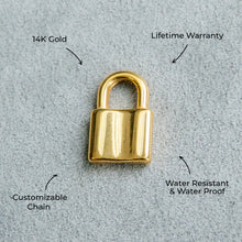 Mens Jewelry - 14K Gold Lock Necklace | Appx. 3.5 Grams