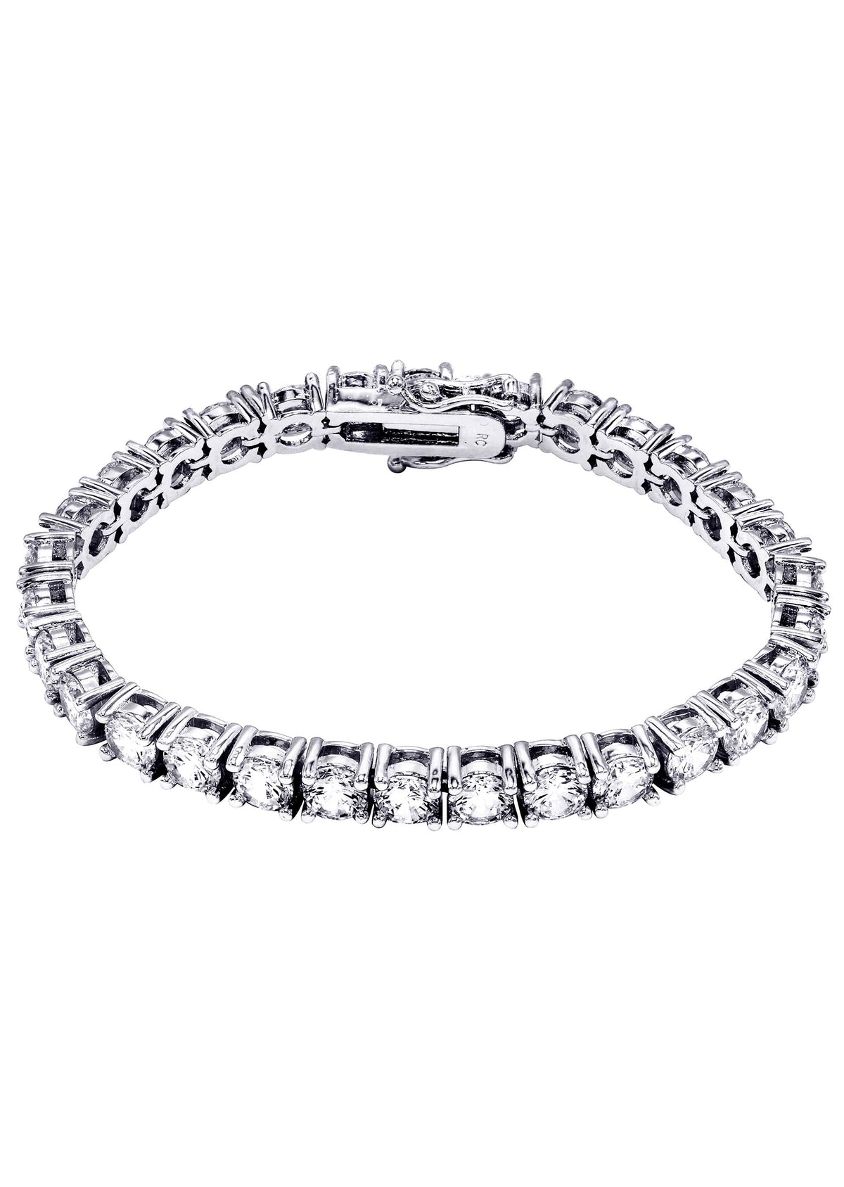 Gold Jewelry -  Mens 14K White Gold Iced Out VVS Tennis Bracelet
