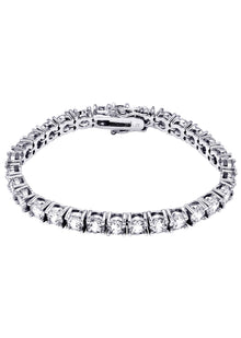 Gold Jewelry -  Mens 14K White Gold Iced Out VVS Tennis Bracelet