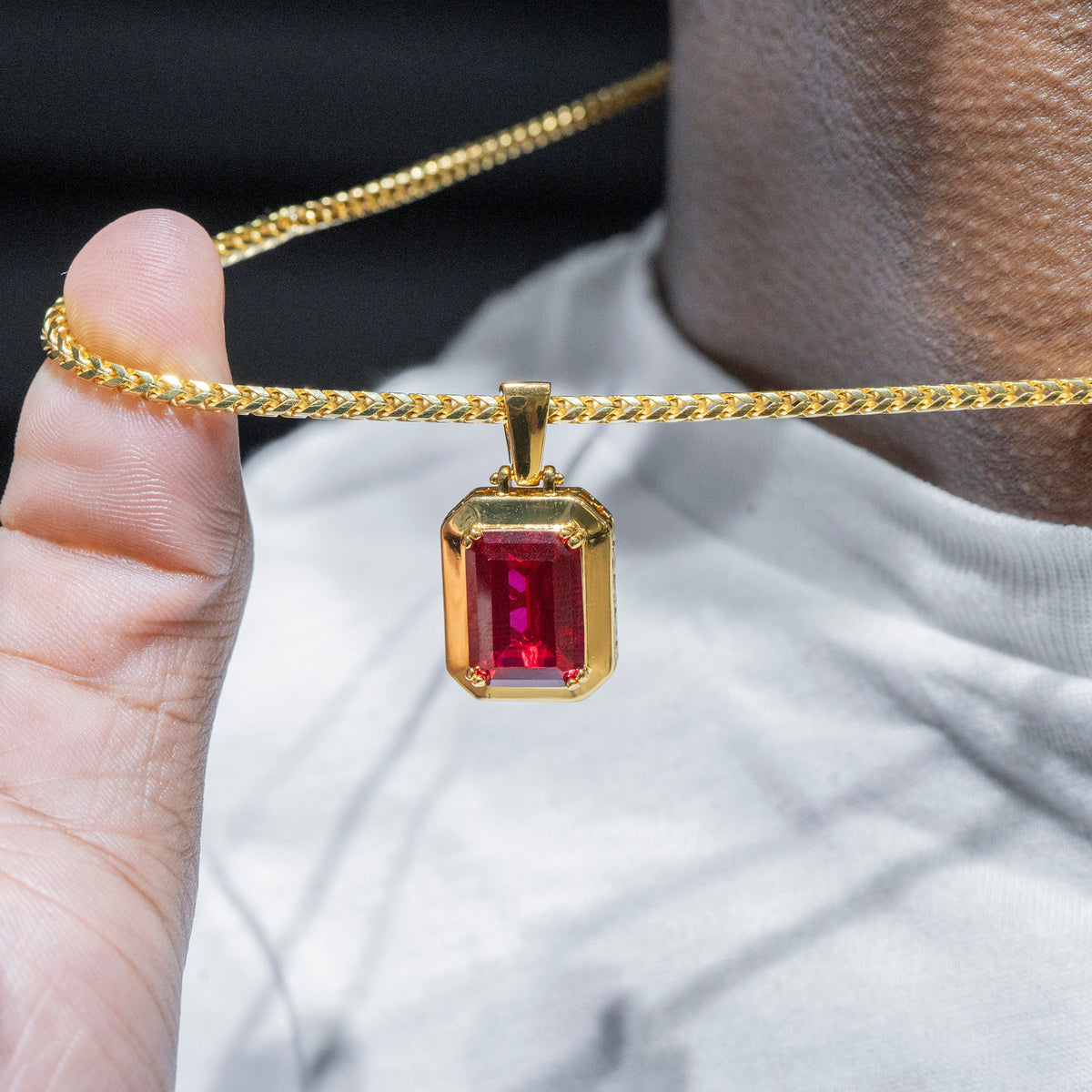 Mens Jewelry -  Gold Ruby Necklace | Appx. 14 Grams