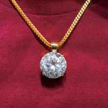 Mens Jewelry -  Gold Iced Out VVS Solitaire Necklace | Appx. 38 Grams