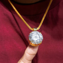 Mens Jewelry -  Gold Iced Out VVS Solitaire Necklace | Appx. 38 Grams