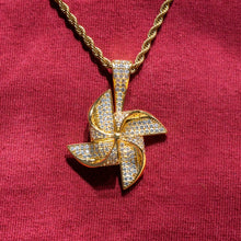 Mens Jewelry -  Gold Iced Out VVS Pinwheel Necklace | Appx. 20.7 Grams