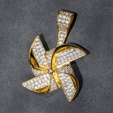 Mens Jewelry -  Gold Iced Out VVS Pinwheel Necklace | Appx. 20.7 Grams