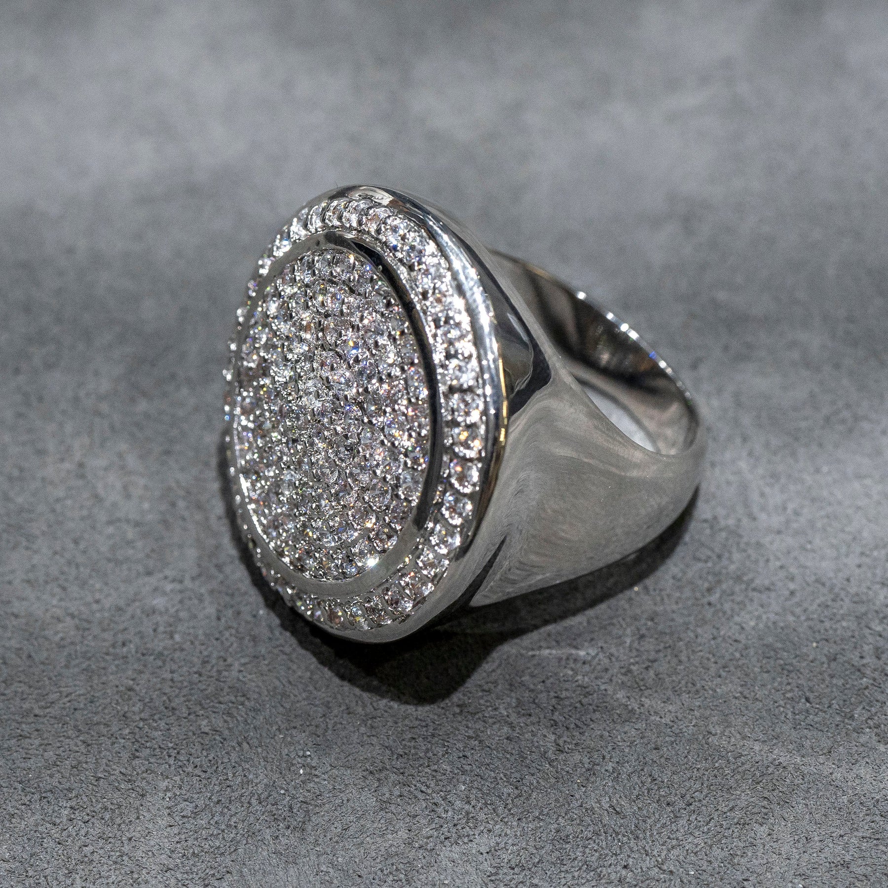 Mens Jewelry - 14K White Gold Iced Out VVS Pinky Ring | 17.2 Grams