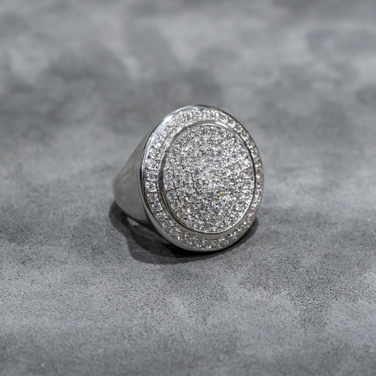 Mens Jewelry - 14K White Gold Iced Out VVS Pinky Ring | 17.2 Grams