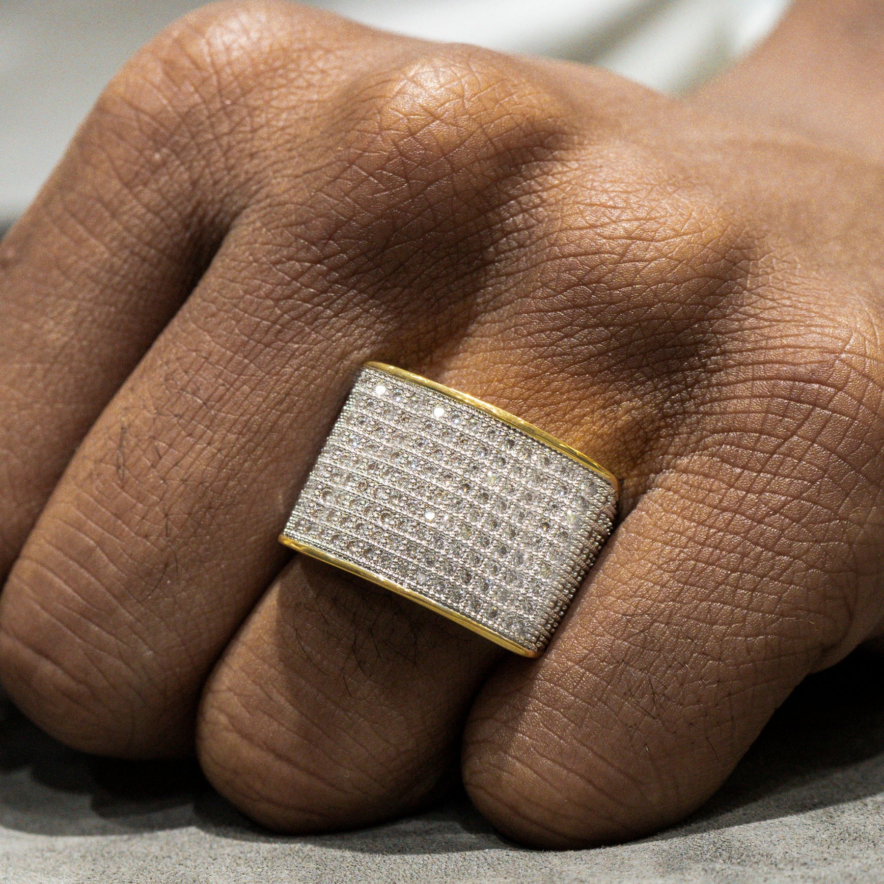 Mens Jewelry - 14K Gold Iced Out VVS Pinky Ring | 12.2 Grams