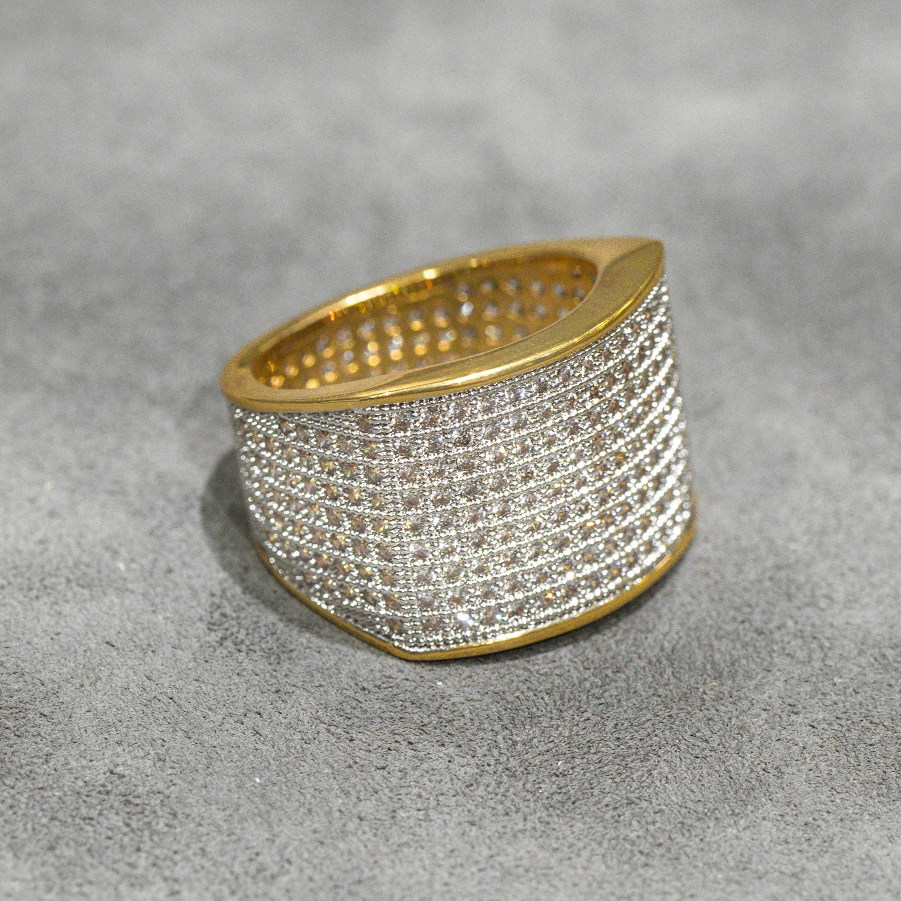 Mens Jewelry - 14K Gold Iced Out VVS Pinky Ring | 12.2 Grams