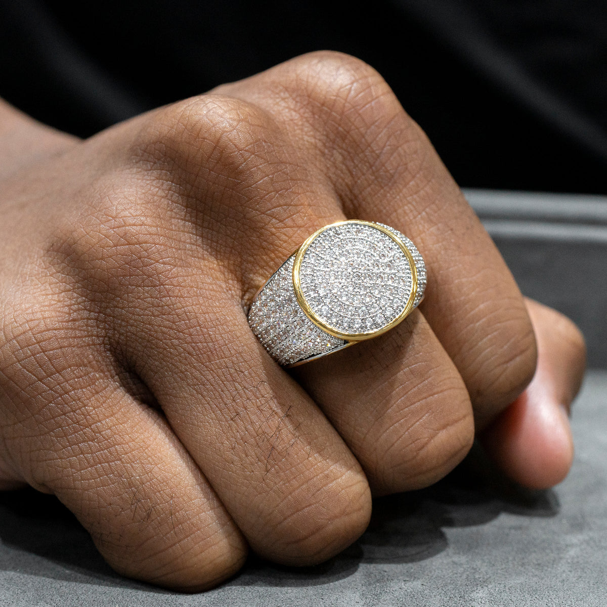 Mens Jewelry - 14K Gold Iced Out VVS Pinky Ring | 10.5 Grams