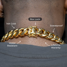 Gold Jewelry -  Mens 14K Gold Chain Solid Miami Cuban Link