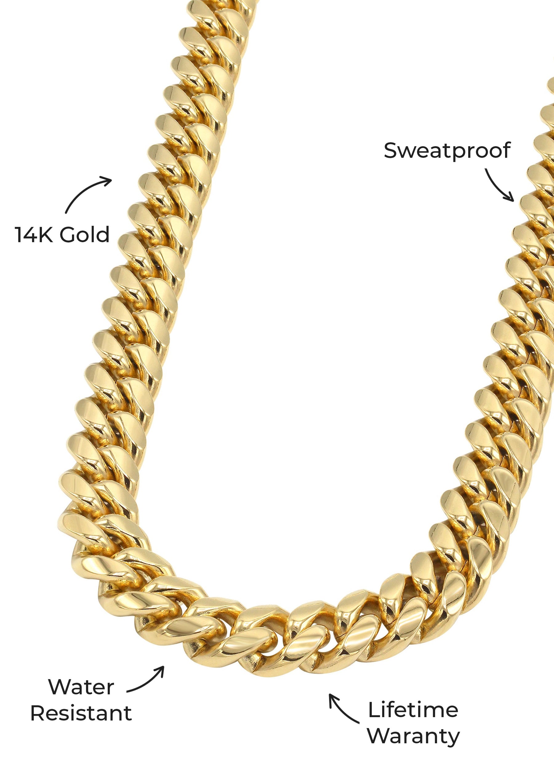 Mens Jewelry - Solid Gold Miami Cuban Link Chain & Bracelet