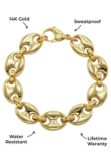 Mens Jewelry - Mens 14K Gold Puff Chain & Bracelet