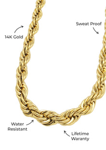 Mens Jewelry - 14K Solid Gold Rope Chain & Bracelet ( 6 Mm )
