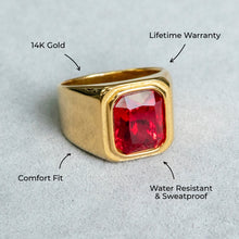 Mens Jewelry - Ruby Gold Pinky Ring | 15 Grams