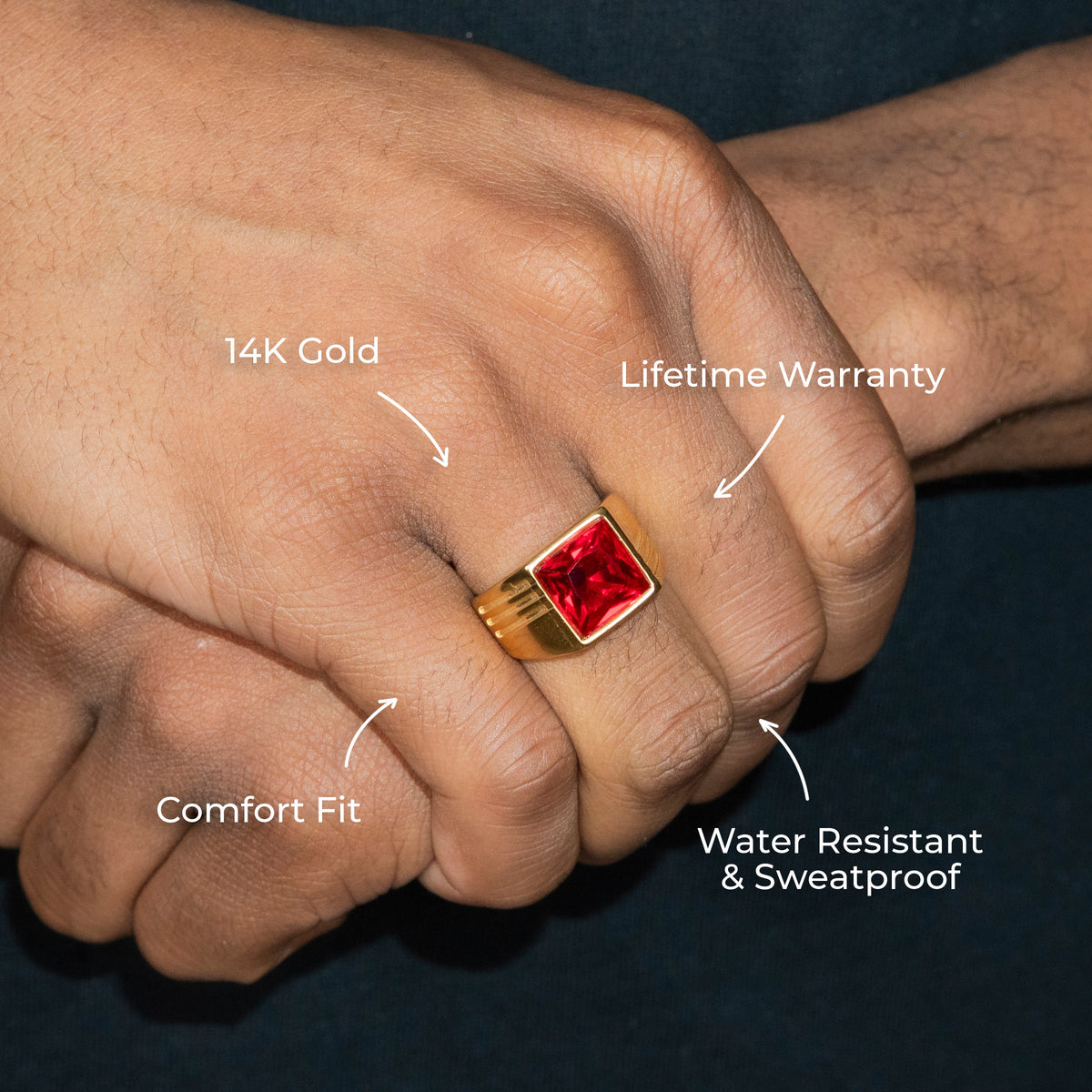 Mens Jewelry - Ruby Gold Pinky Ring | 11 Grams