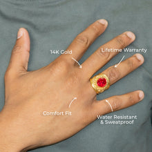 Mens Jewelry - Ruby Gold Pinky Ring | 12 Grams