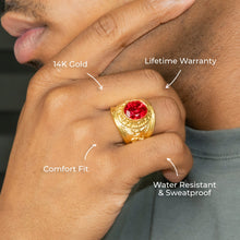 Mens Jewelry - Ruby Gold Pinky Ring | 12 Grams