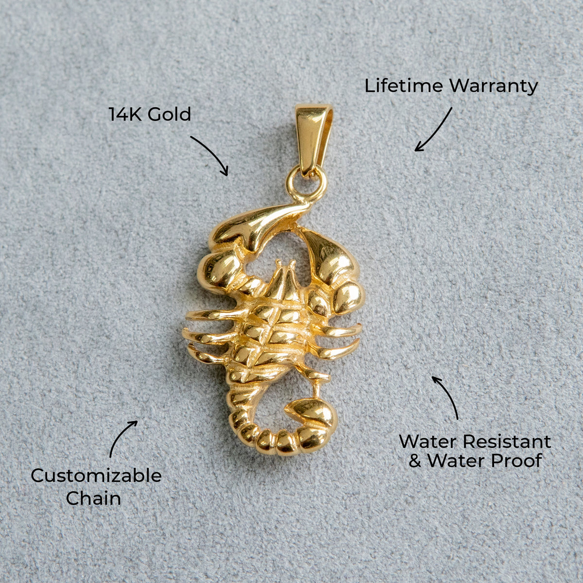 Mens Jewelry - 14K Gold Scorpion Necklace | Appx. 6.2 Grams