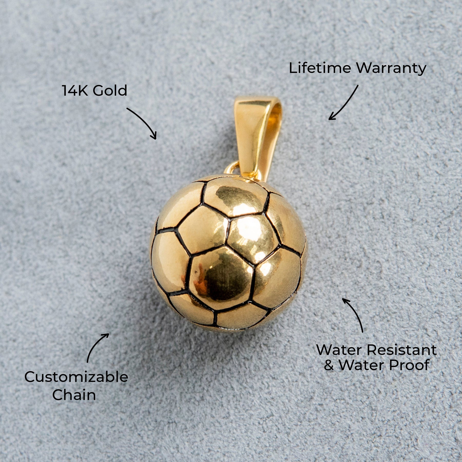 Mens Jewelry - 14K Gold Soccer Ball Necklace | Appx. 24 Grams