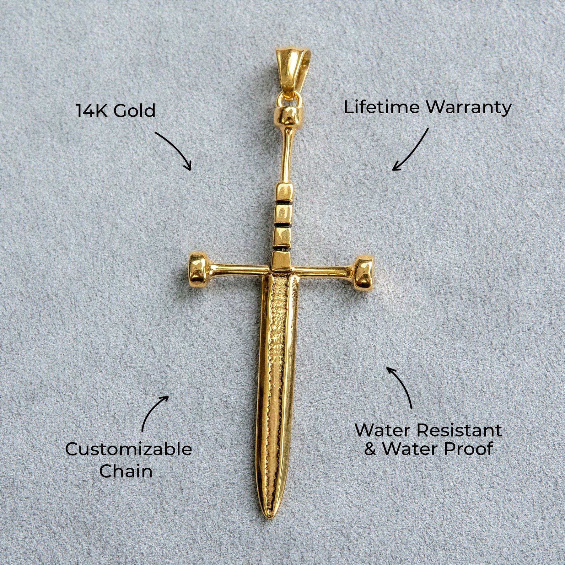 Mens Jewelry - 14K Gold Sword Necklace | Appx. 7.2 Grams