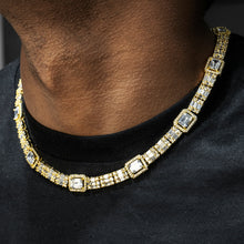 Gold Jewelry -  Mens 14K Gold Iced Out VVS Cluster Baguette Chain