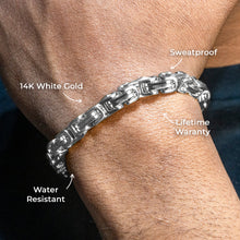 Mens Jewelry - Mens 14K White Gold Byzantine Chain & Bracelet