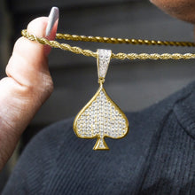 Mens Jewelry -  Gold Iced Out VVS Ace of Spades Necklace | Appx. 15.9 Grams
