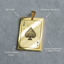 Mens Jewelry - 14K Gold Ace Of Spades Necklace | Appx. 17 Grams