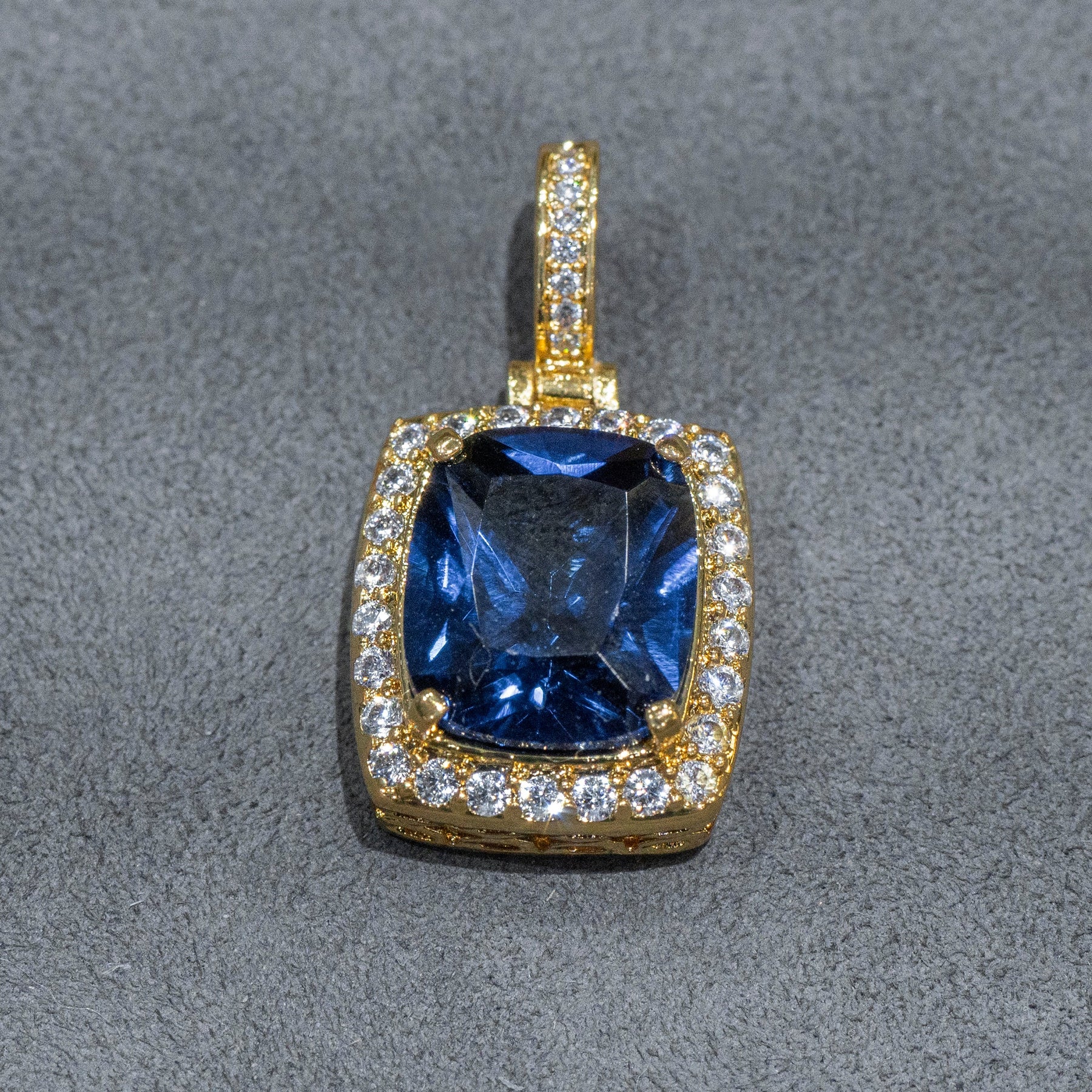 Mens Jewelry -  Gold Iced Out VVS Sapphire Necklace | Appx. 12.5 Grams