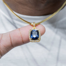 Mens Jewelry -  Gold Iced Out VVS Sapphire Necklace | Appx. 12.5 Grams